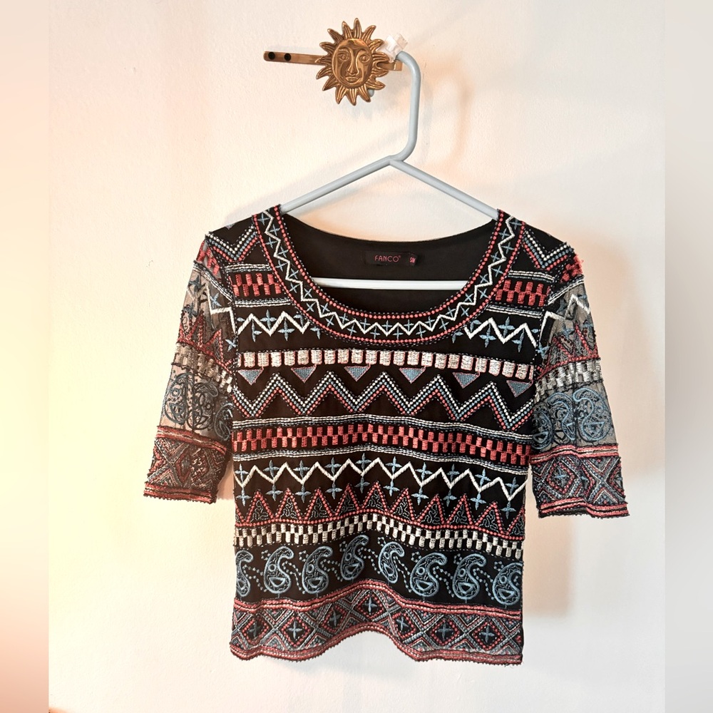 BEADED SHORT SLEEVE